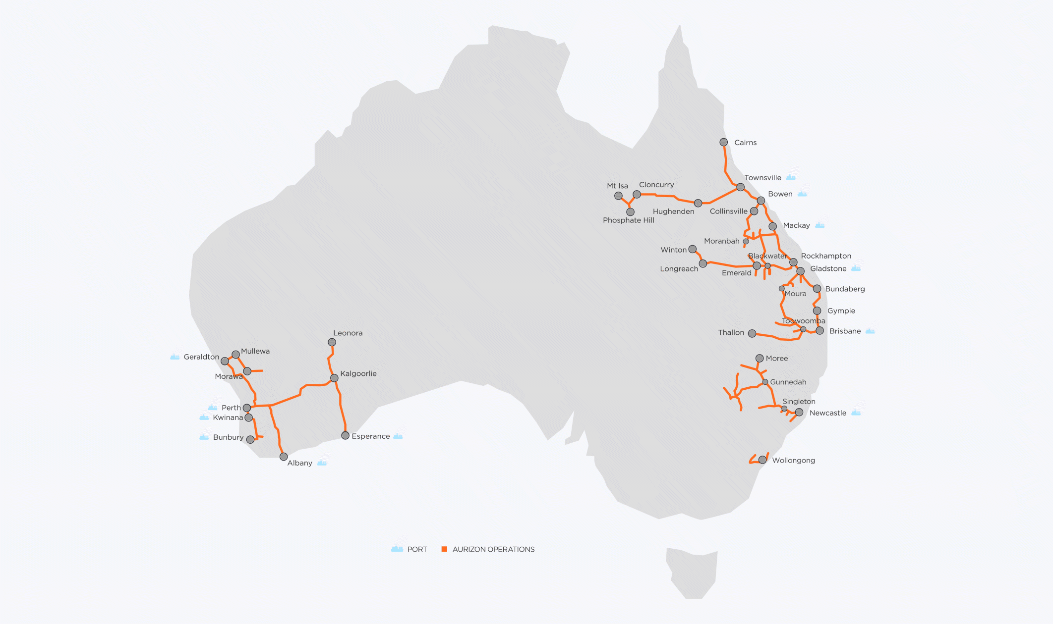 Map of Aurizon Network